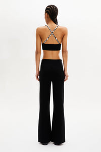Top brassière à fines bretelles en laine - Noir