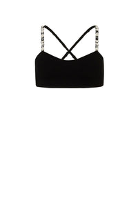 Top brassière à fines bretelles en laine - Noir