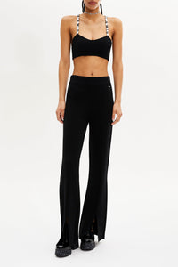 Top brassière à fines bretelles en laine - Noir