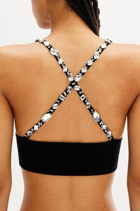 Top brassière à fines bretelles en laine - Noir