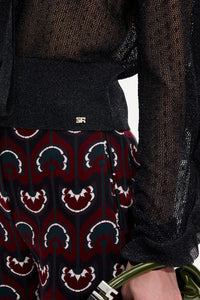 Pull court fluide col lavalière - Noir