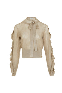 Pull court fluide col lavalière - Gold