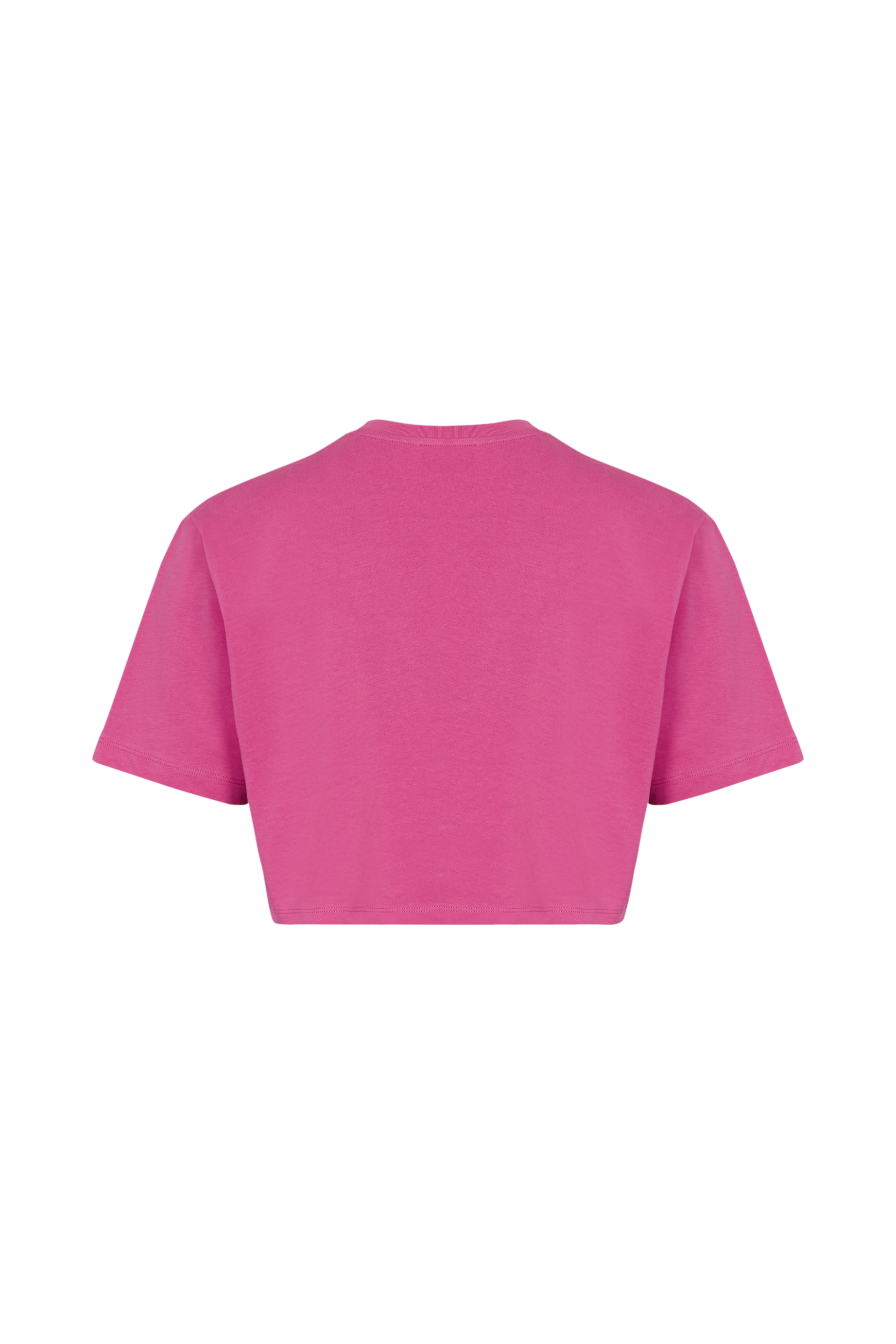 T-shirt crop col rond à manches courtes - Rose