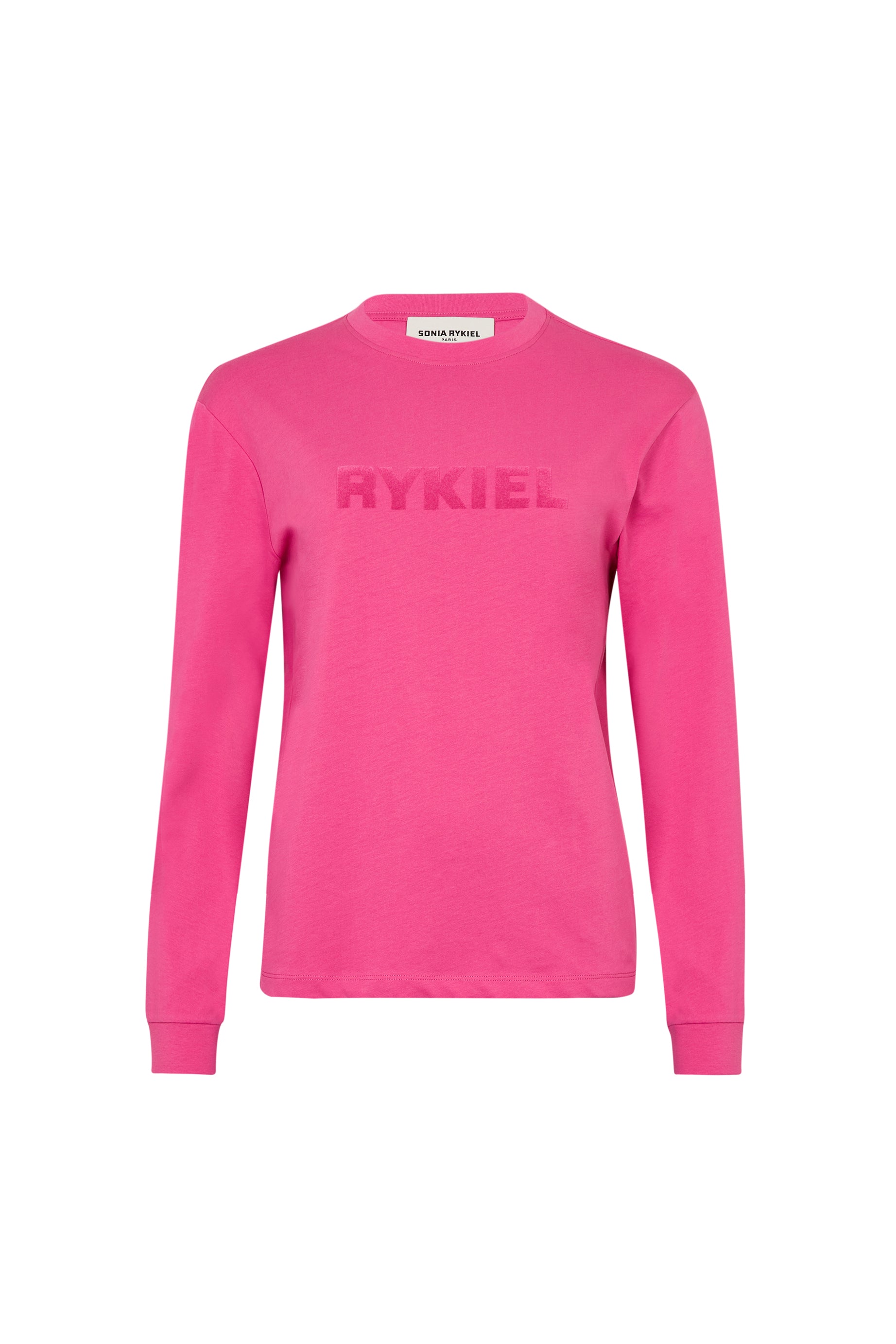 T-shirt col rond manches longues - Rose