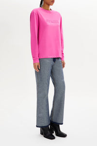 T-shirt col rond manches longues - Rose