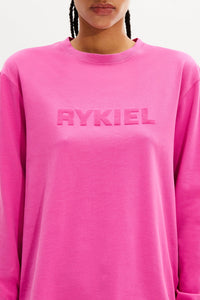 T-shirt col rond manches longues - Rose