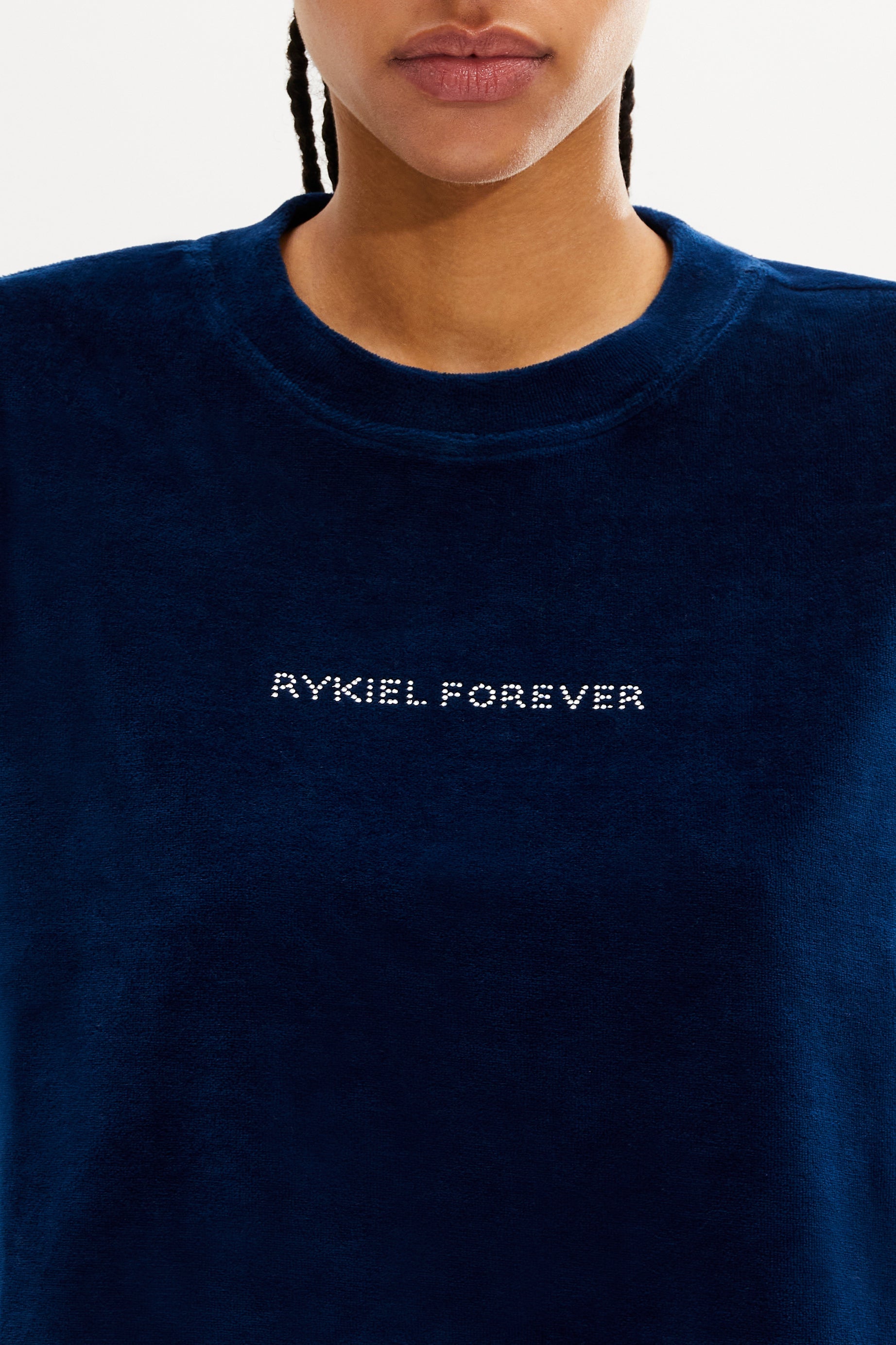 T-shirt à manches courtes effet peau de pêche - Bleu Canard