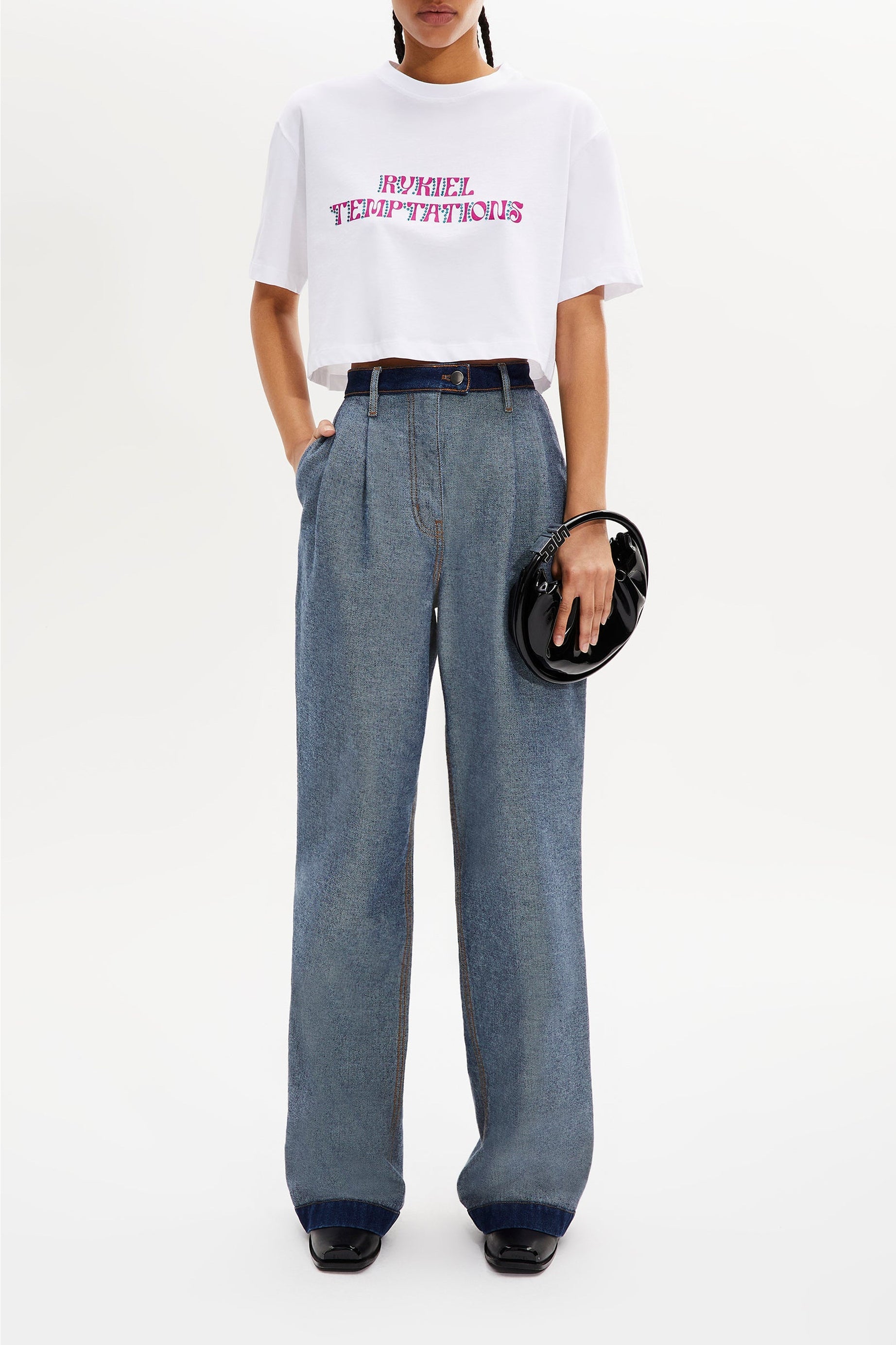 T-shirt crop « une seule règle » - Blanc