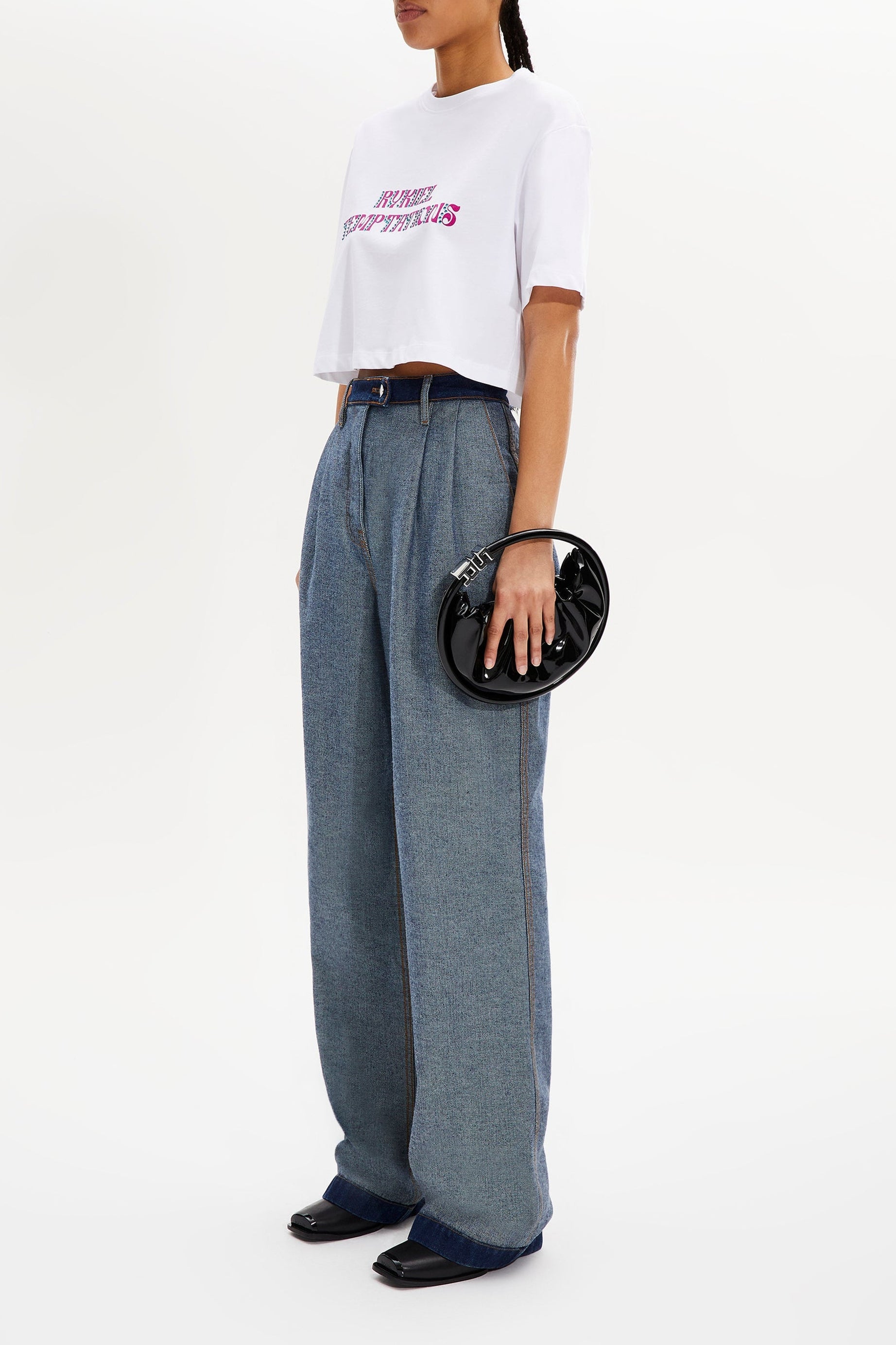 T-shirt crop « une seule règle » - Blanc