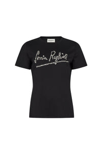 T-shirt à col rond à manches courtes coupe classique - Noir