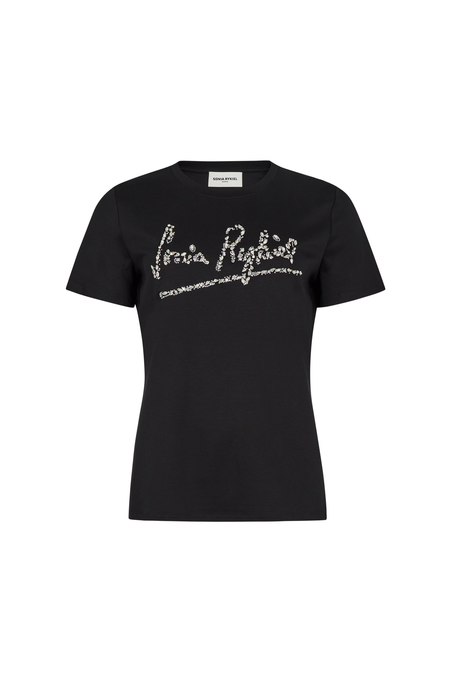 T-shirt à col rond à manches courtes coupe classique - Noir