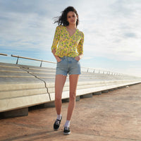 Blouse à volants en soie - Yellow Bouquet