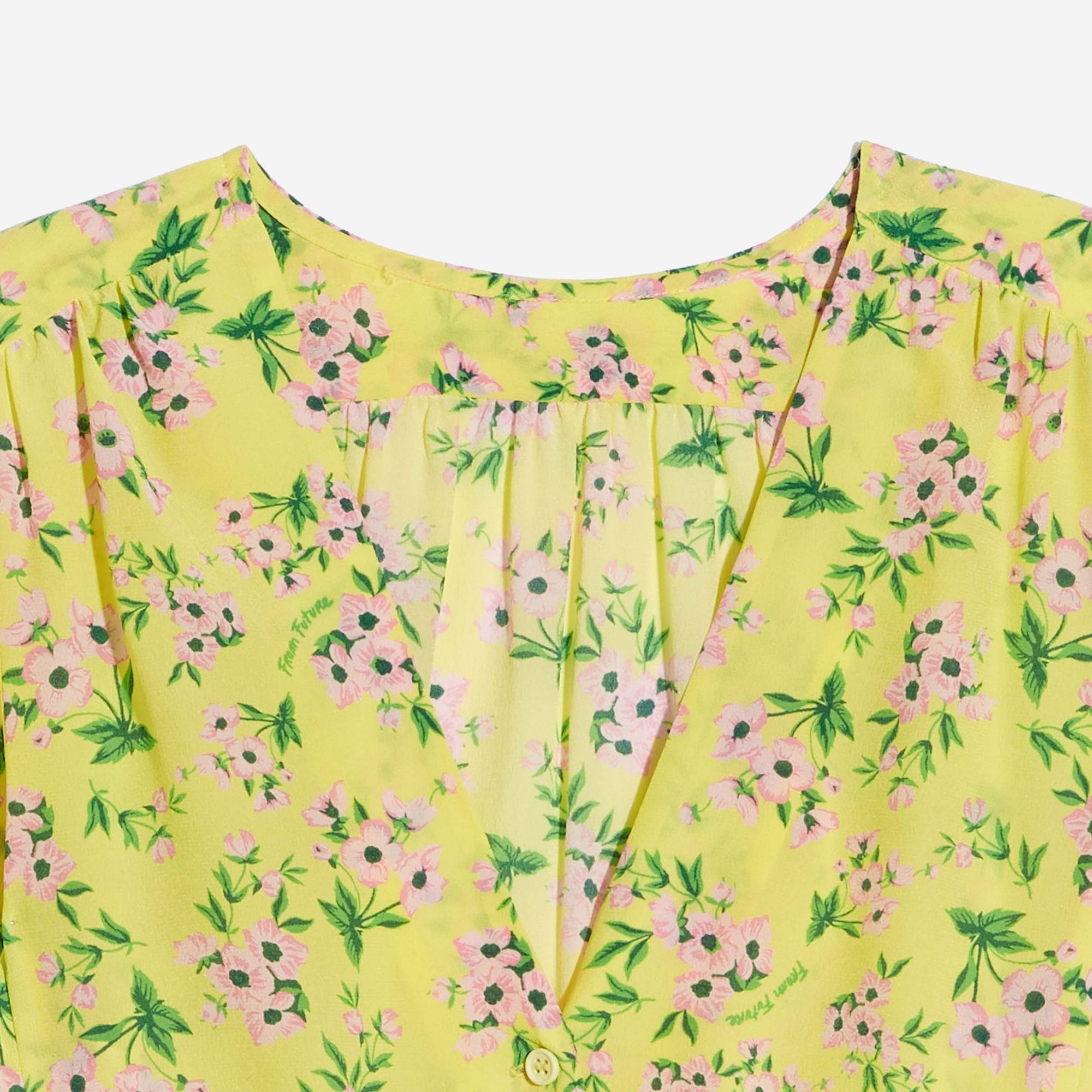 Blouse à volants en soie - Yellow Bouquet