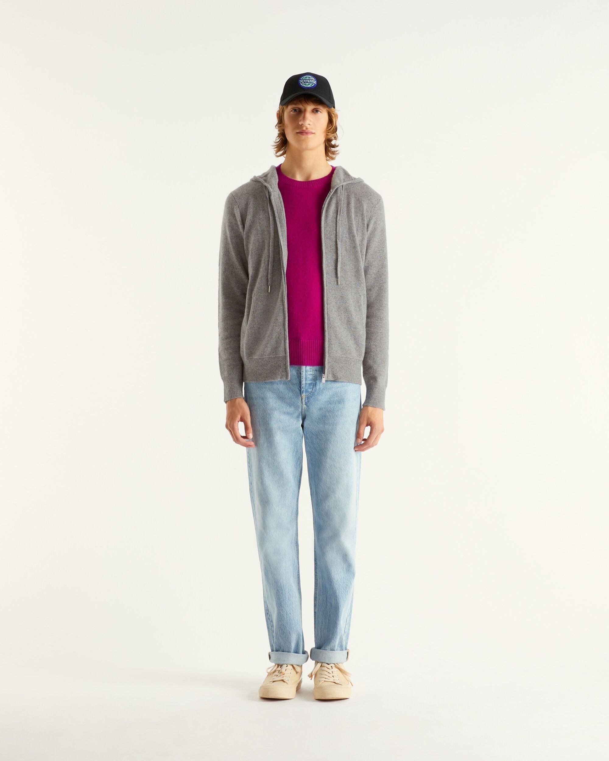 Hoodie zippé en cachemire - Dark Heather Gray