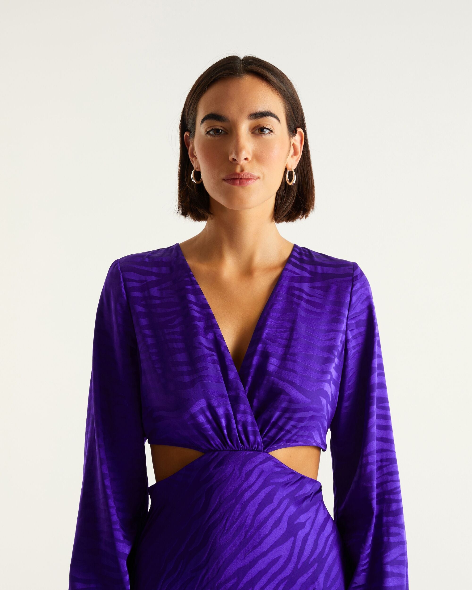 Robe longue Alma en soie - Purple Jacquard