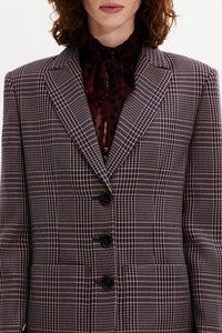Veste over à carreaux - Carreaux Navy & Brown