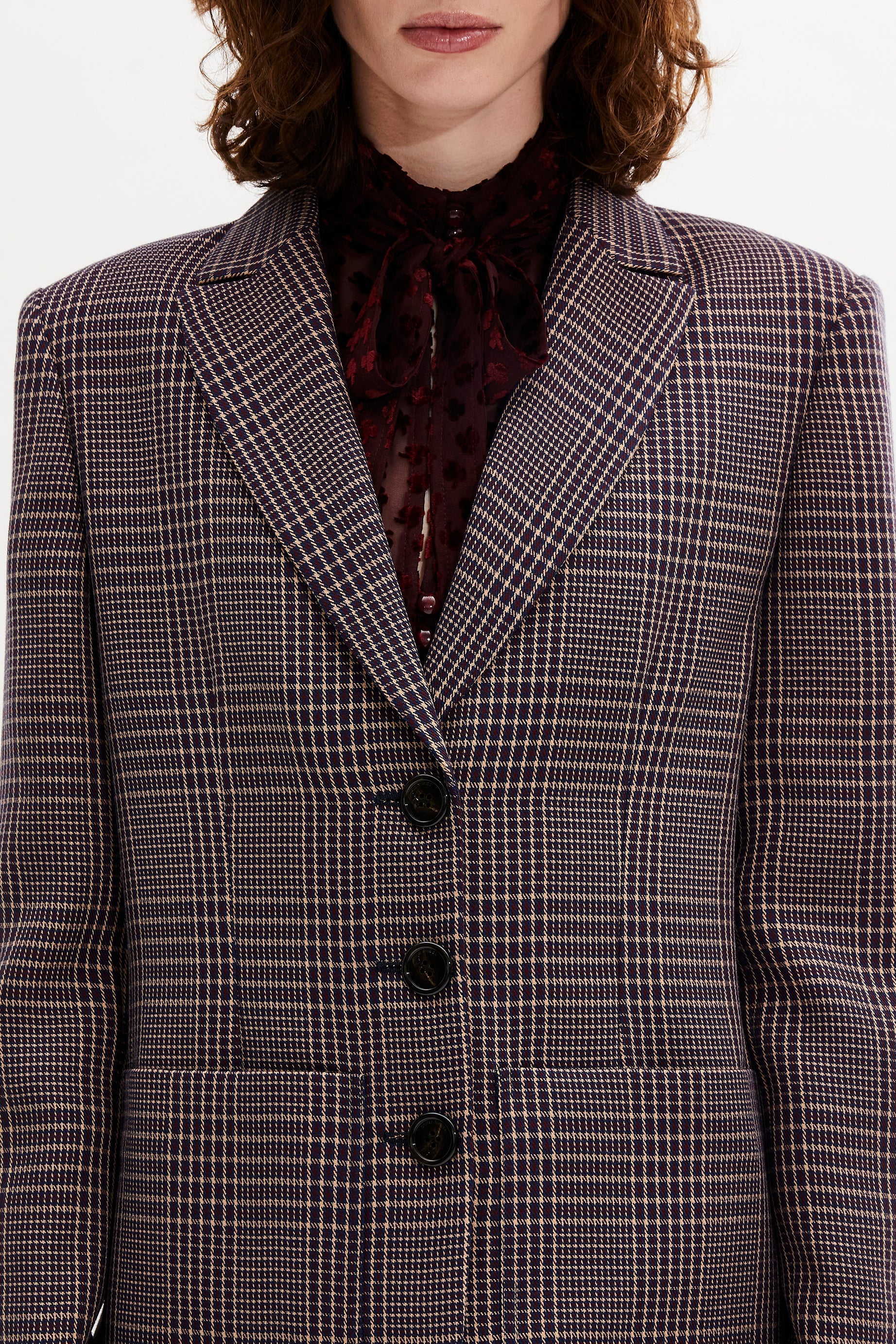 Veste over à carreaux - Carreaux Navy & Brown
