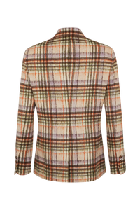 Veste motif tartan en laine - Carreaux Écru & Lilas