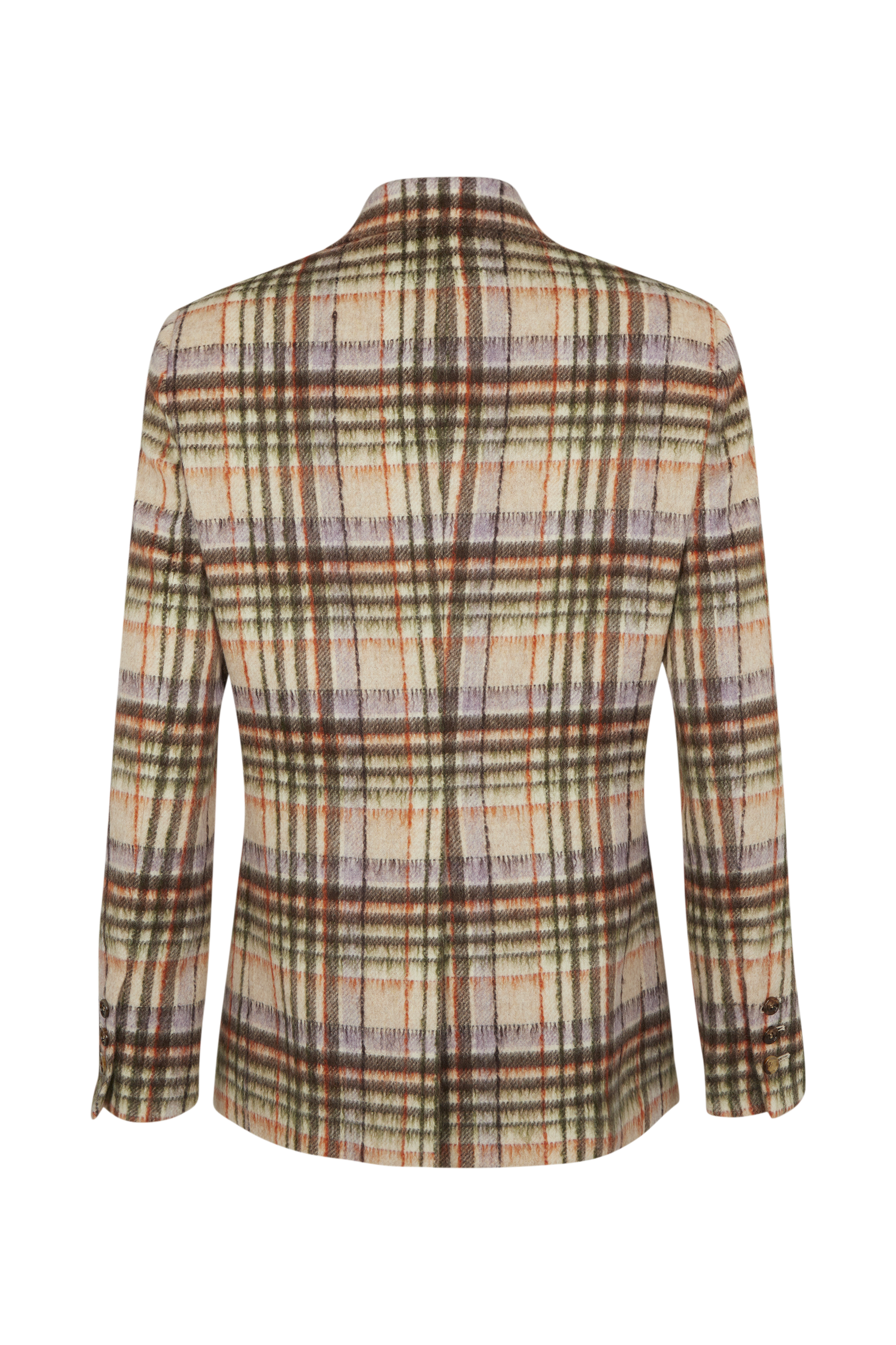 Veste motif tartan en laine - Carreaux Écru & Lilas
