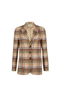 Veste motif tartan en laine - Carreaux Écru & Lilas