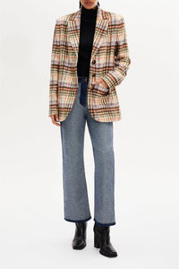 Veste motif tartan en laine - Carreaux Écru & Lilas