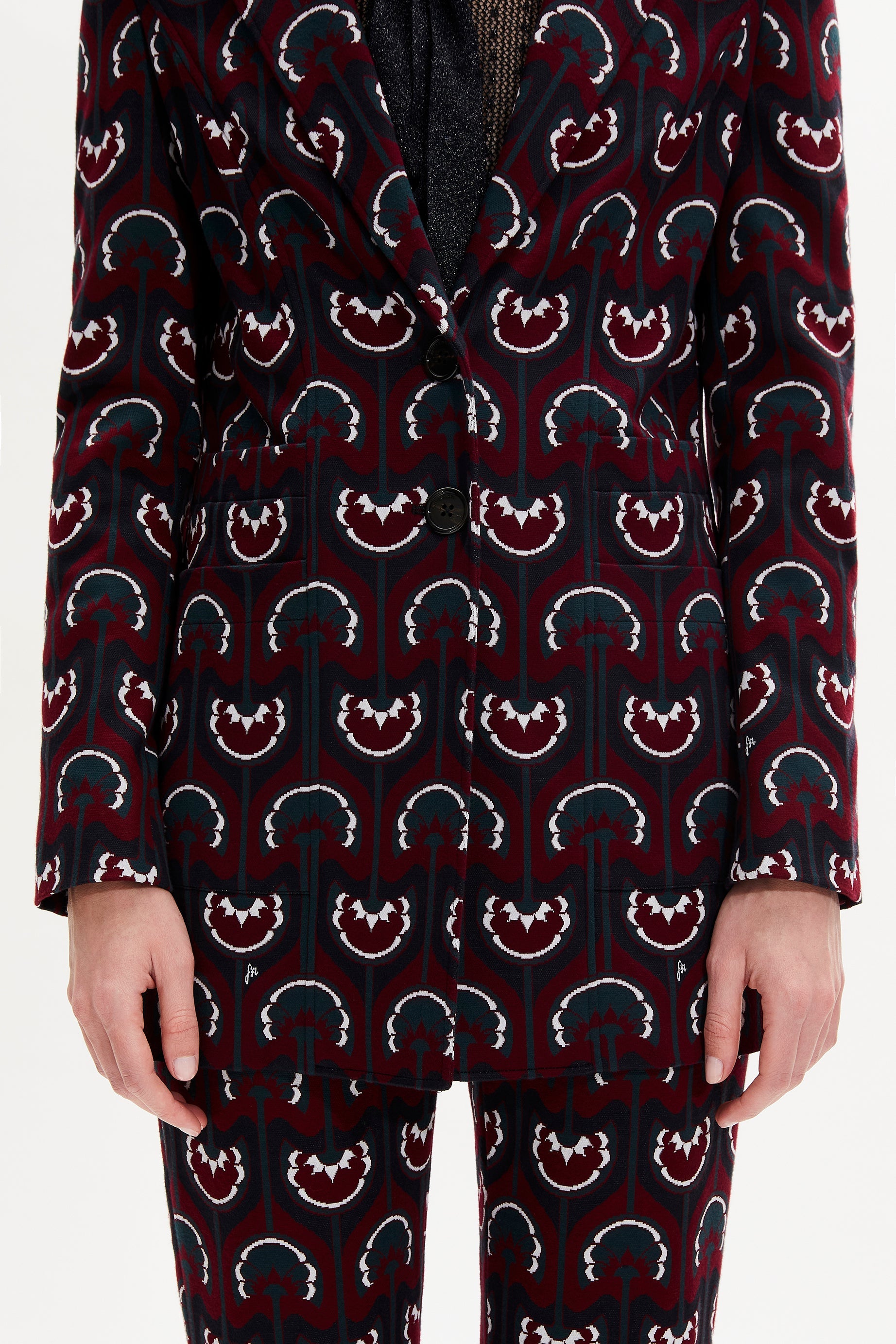 Veste tailleur en jersey - Bordeaux