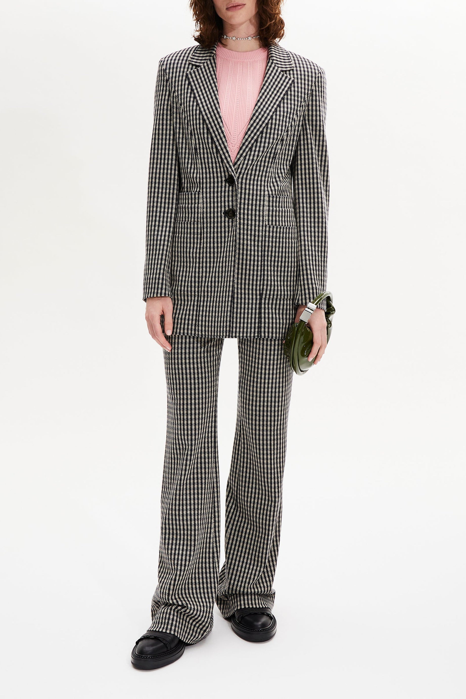 Veste tailleur en jersey - Carreaux Noir & Blanc
