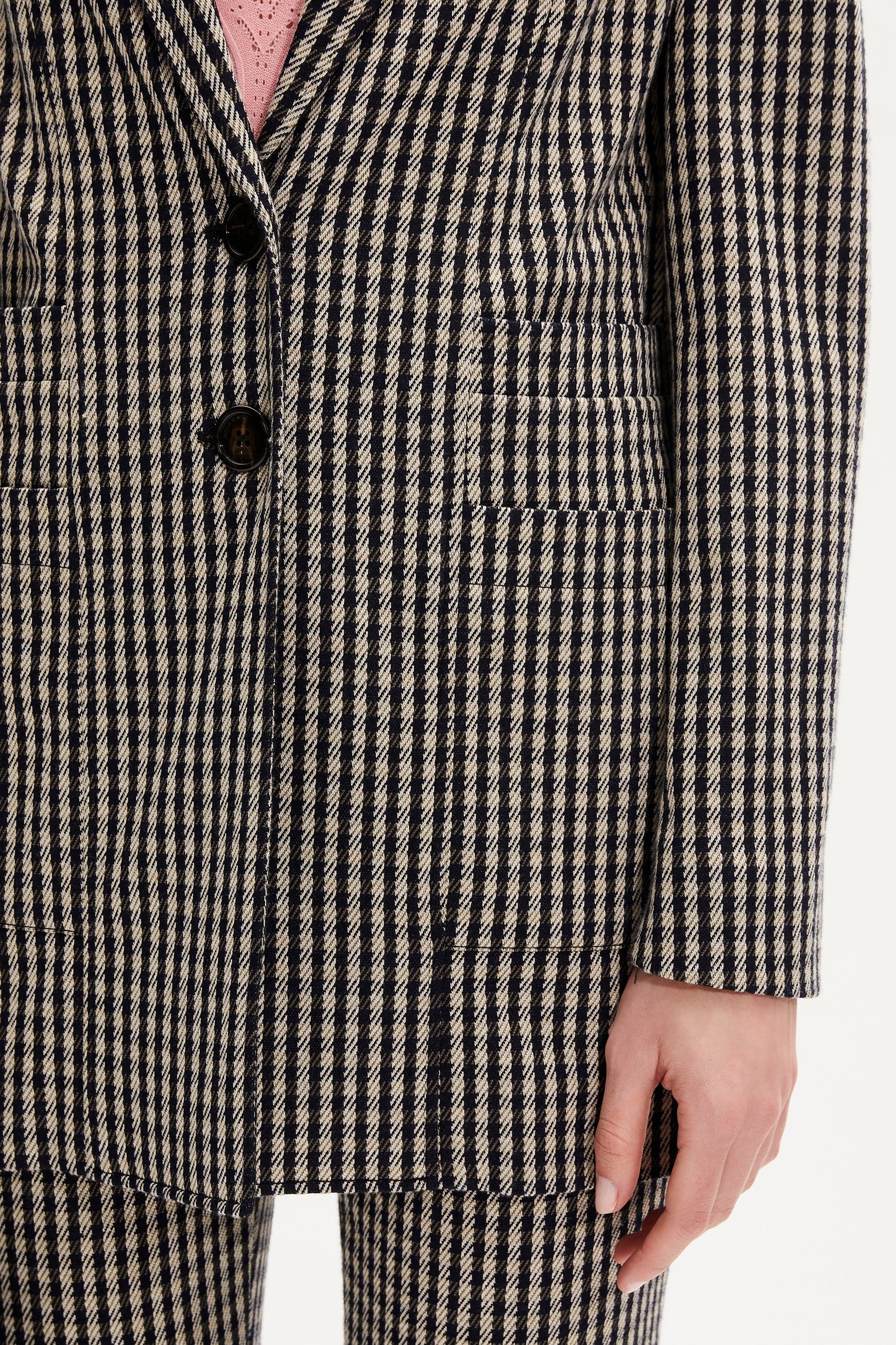 Veste tailleur en jersey - Carreaux Noir & Blanc