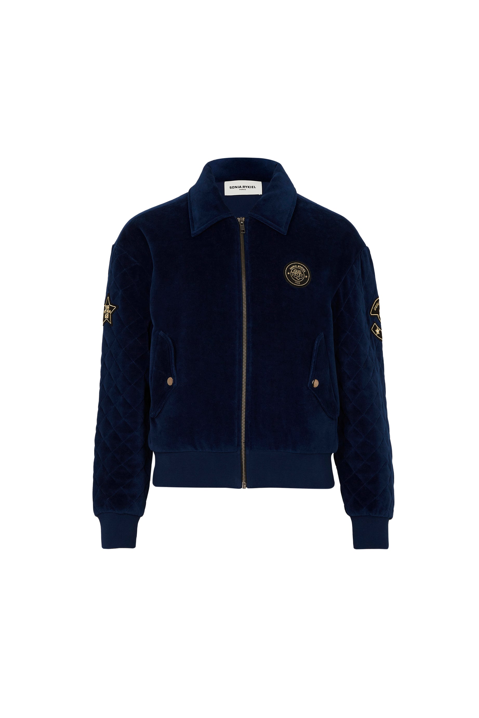 Veste teddy bomber matelassé - Bleu Canard