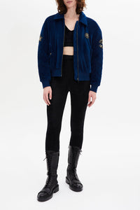 Veste teddy bomber matelassé - Bleu Canard