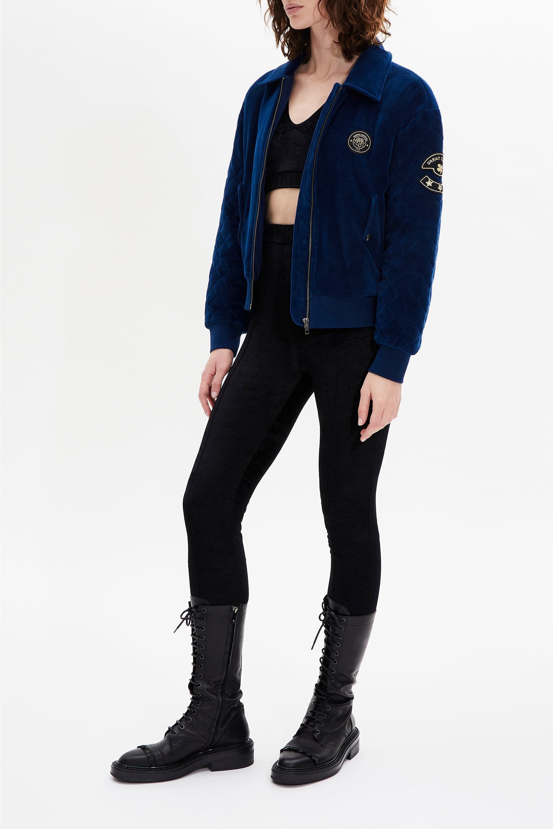 Veste teddy bomber matelassé - Bleu Canard