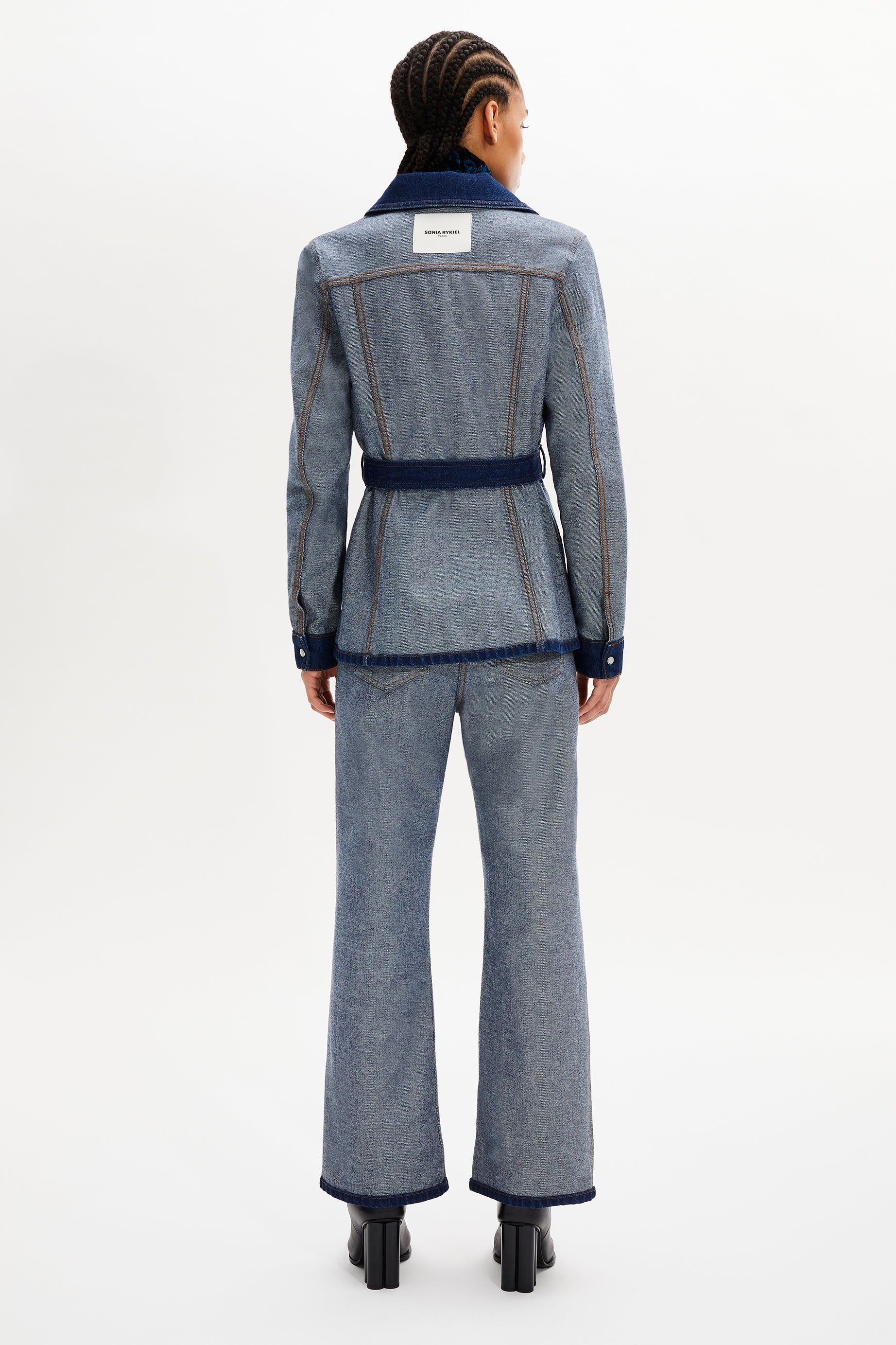 Veste denim aux coutures inversées - Brut