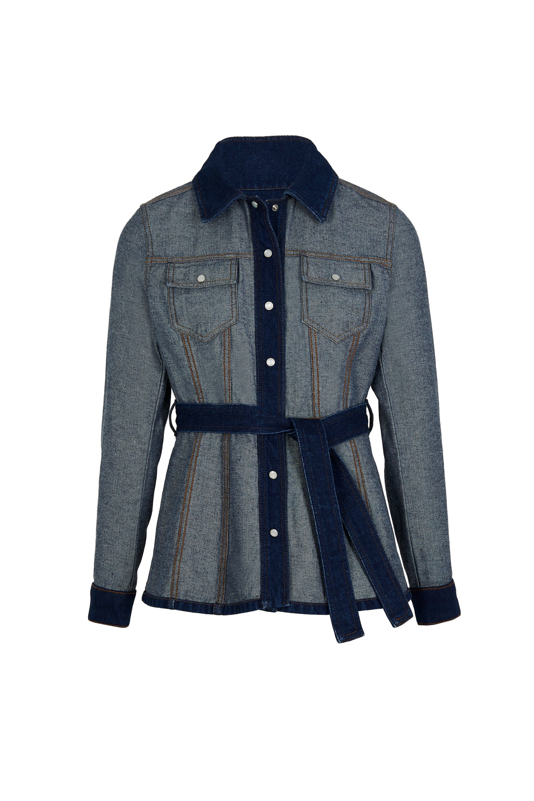Veste denim aux coutures inversées - Brut