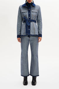 Veste denim aux coutures inversées - Brut