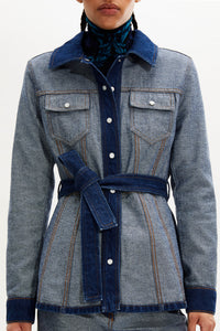 Veste denim aux coutures inversées - Brut