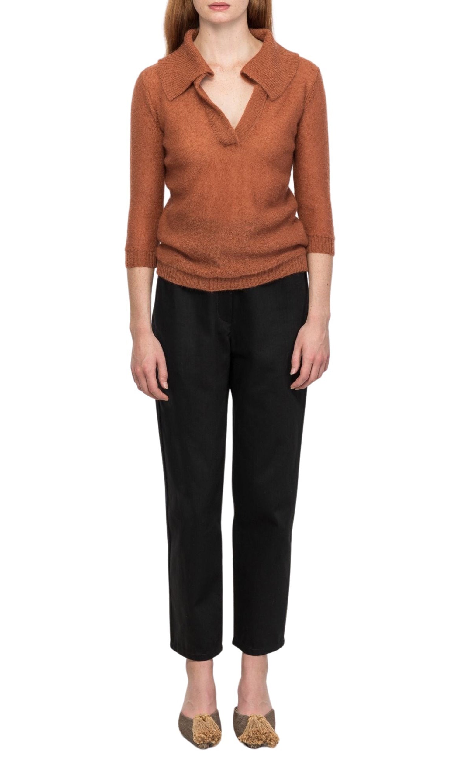 Pull polo en mohair - Noisette