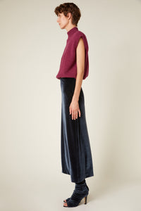 Jupe crayon longue en velours - Charbon