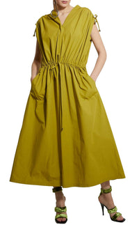 Robe longue large ceinturée - Matcha