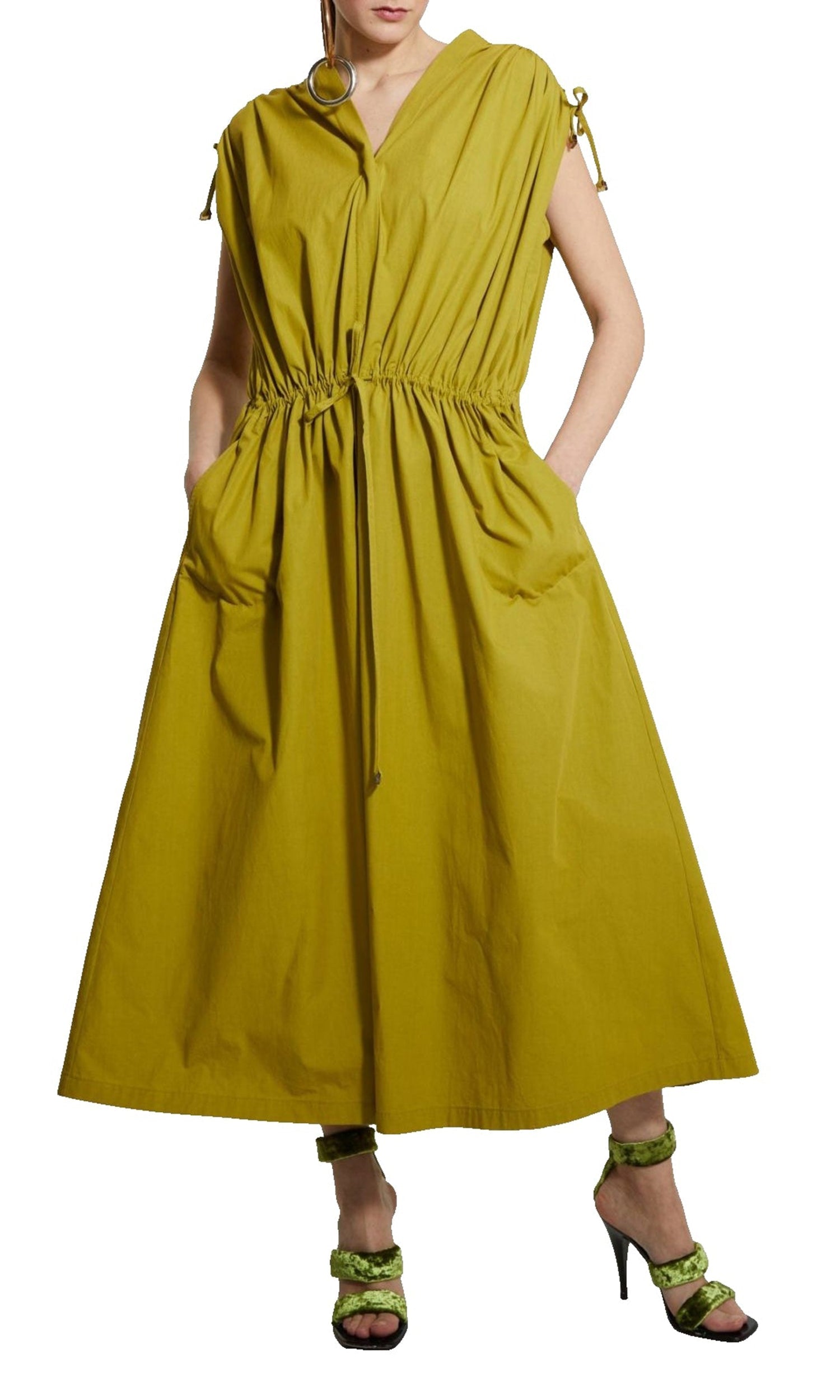 Robe longue large ceinturée - Matcha