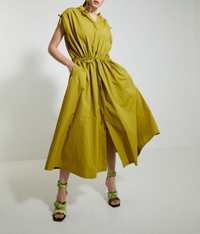 Robe longue large ceinturée - Matcha