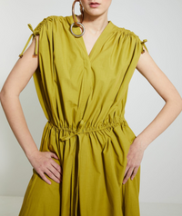 Robe longue large ceinturée - Matcha
