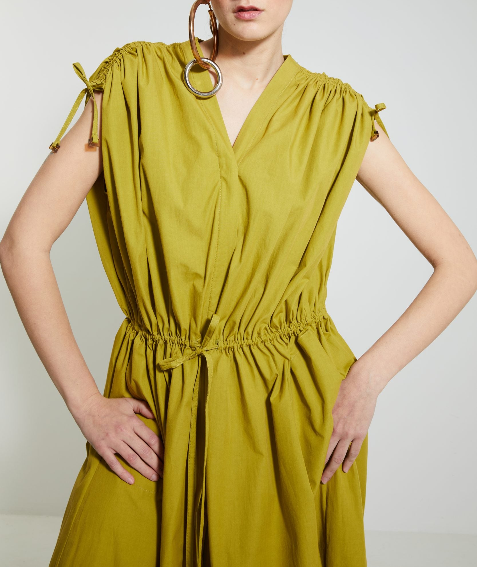 Robe longue large ceinturée - Matcha