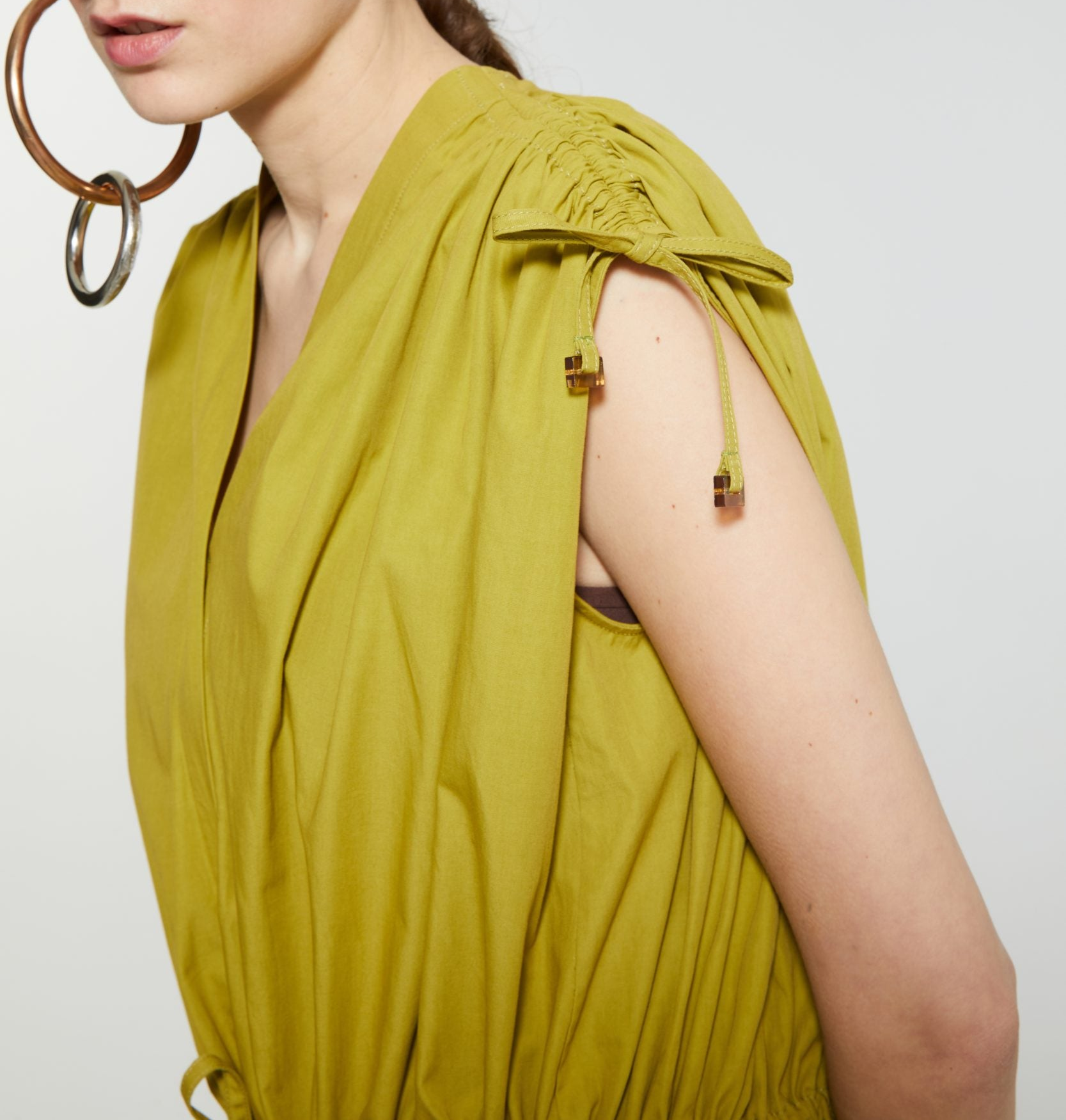 Robe longue large ceinturée - Matcha