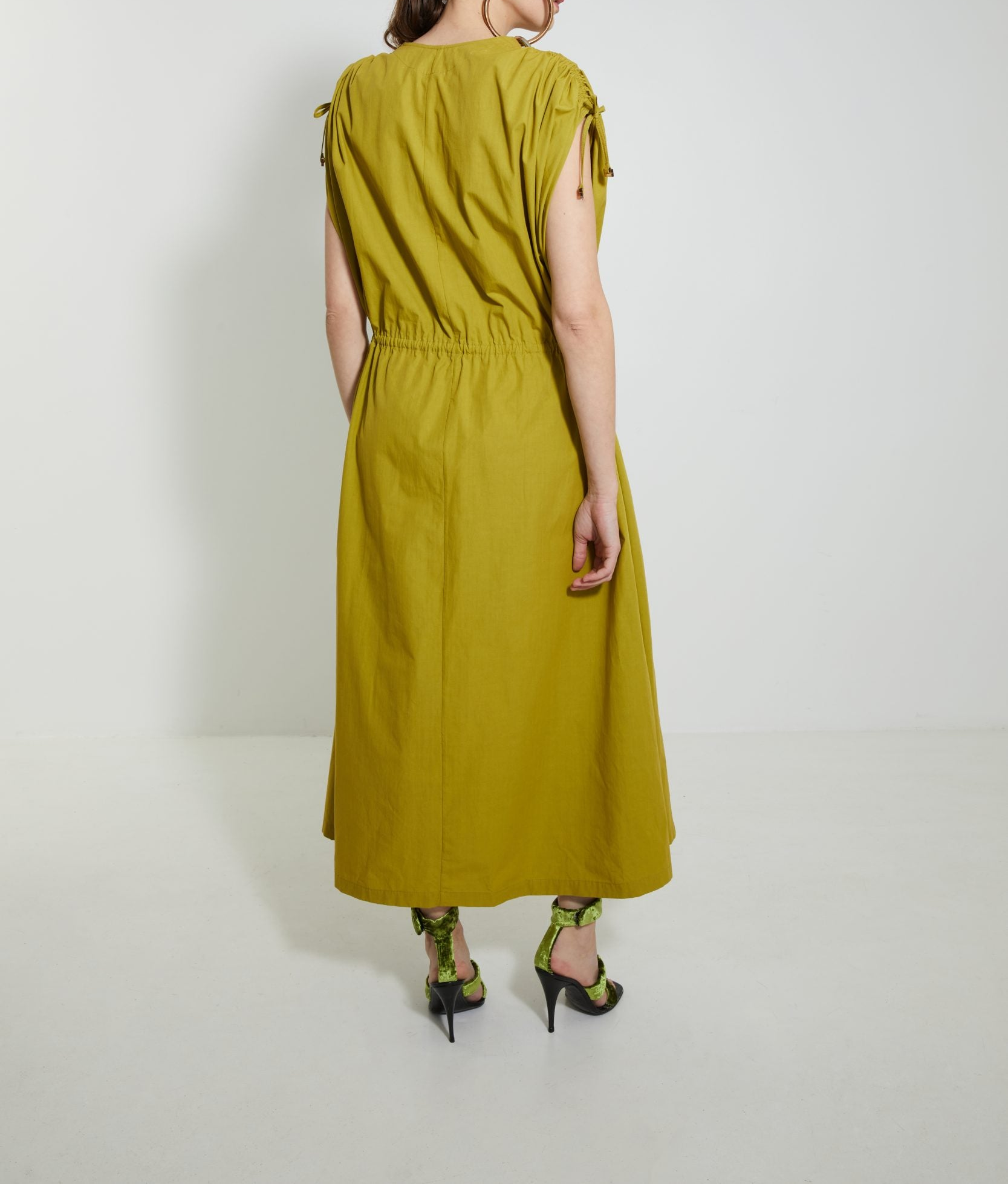 Robe longue large ceinturée - Matcha