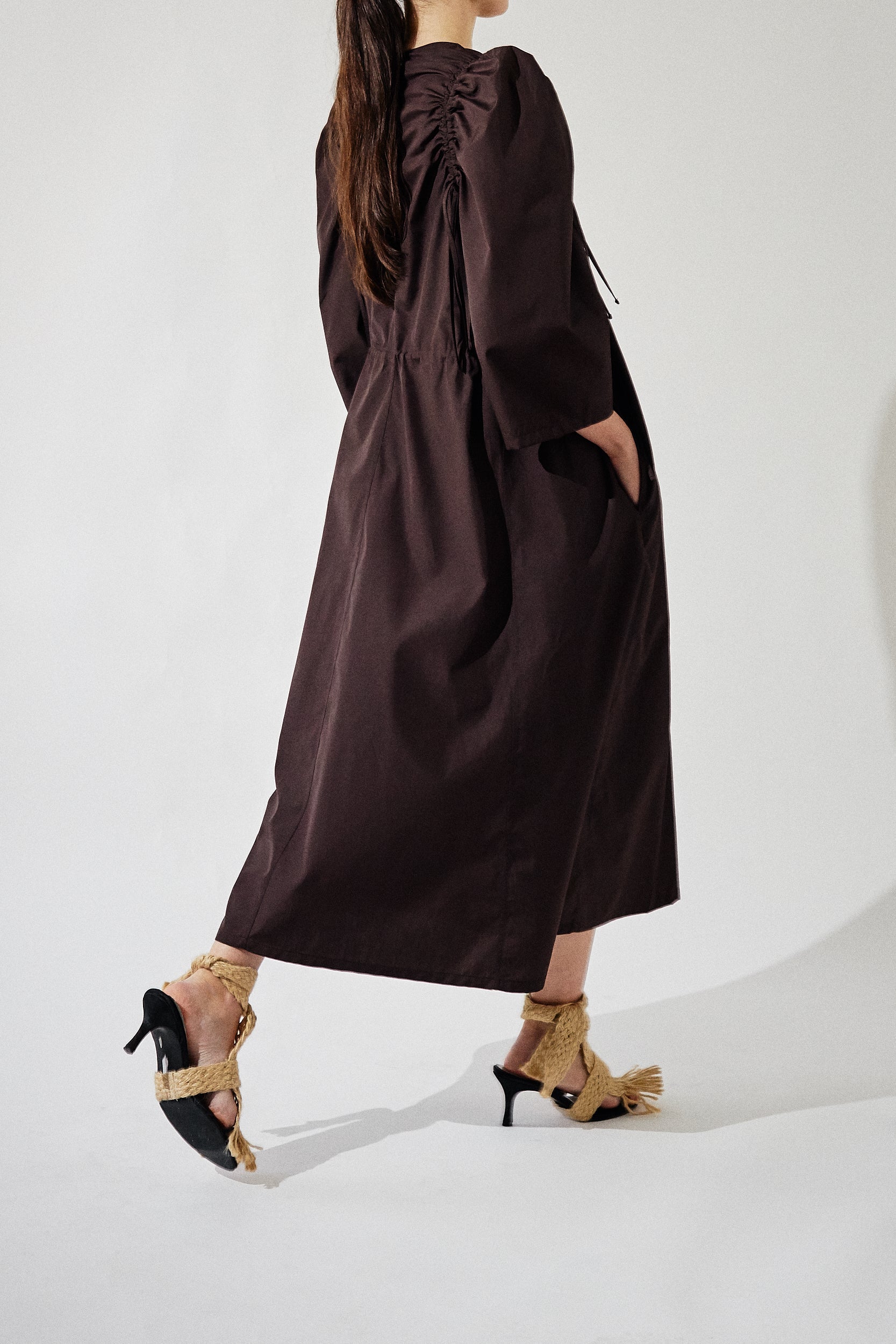 Robe épaules froncées - Dark choco