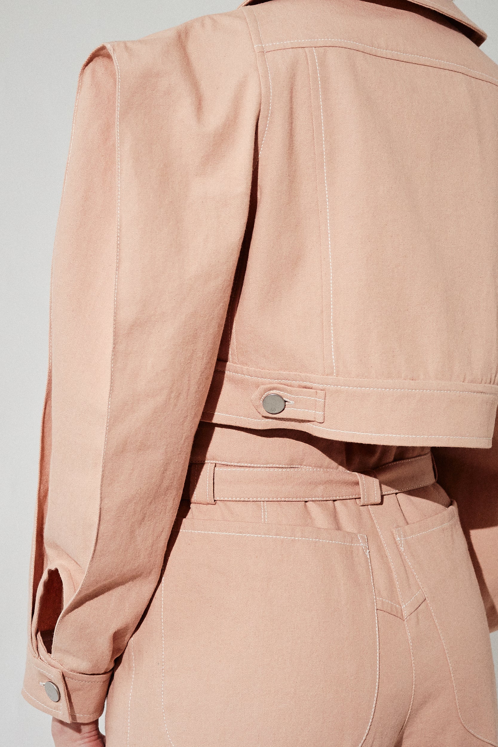 Veste courte en denim manches triangles - Vieux Rose