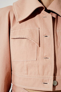 Veste courte en denim manches triangles - Vieux Rose