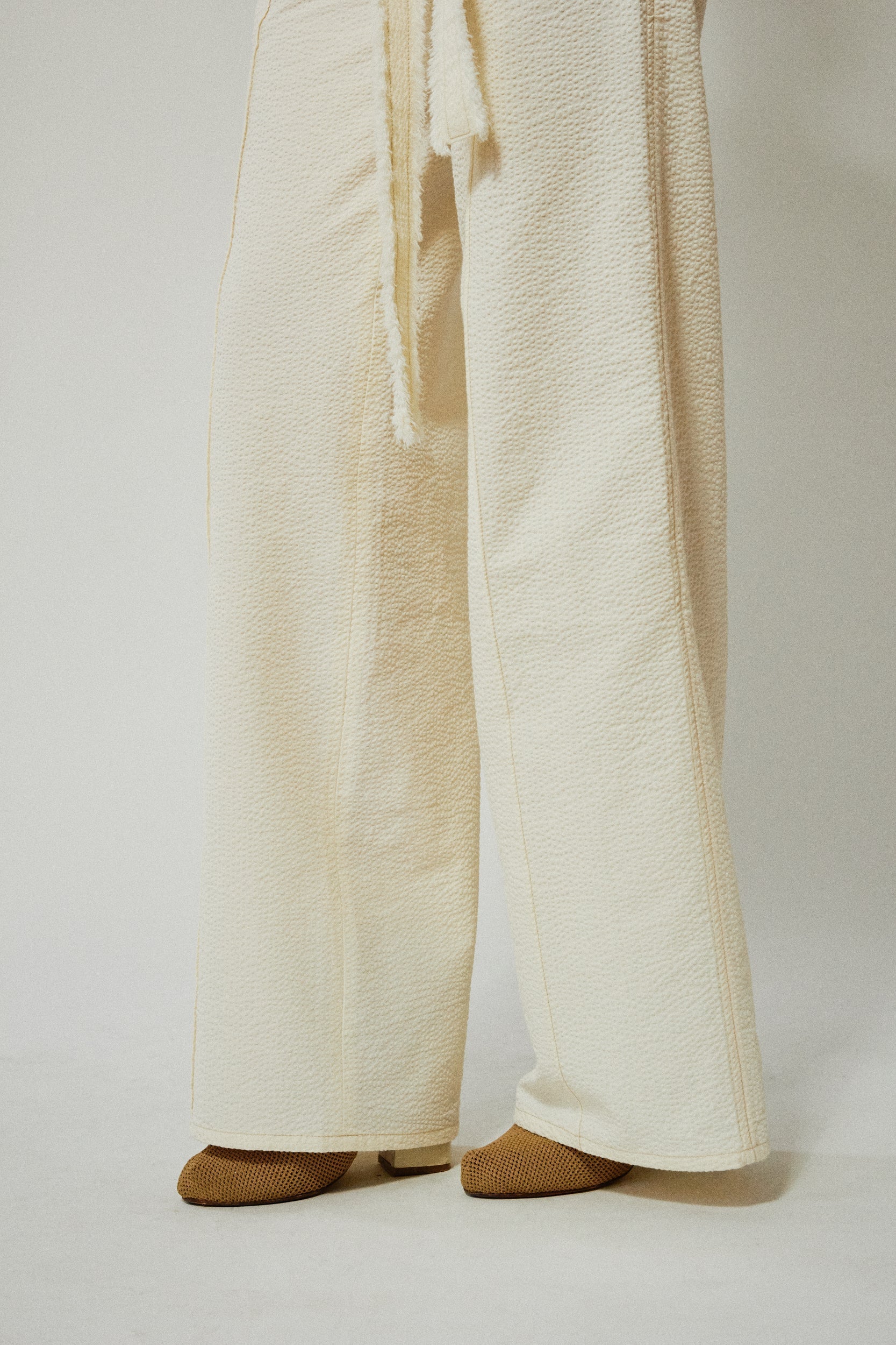 Pantalon large ceinturé - Argile