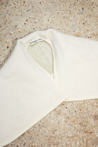 Col en laine autrichienne et taffeta matelassés - Ivory almond