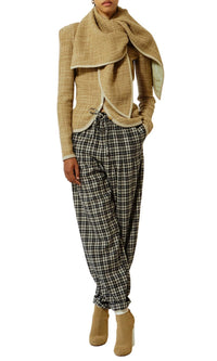 Pantalon jogging en laine tartan - Noir Crème